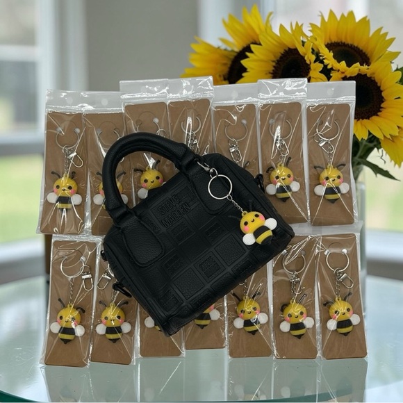 SET OF 2 Bee Bag Charms Keychains New Rubber/ PVC. Bag not included! - Picture 4 of 7